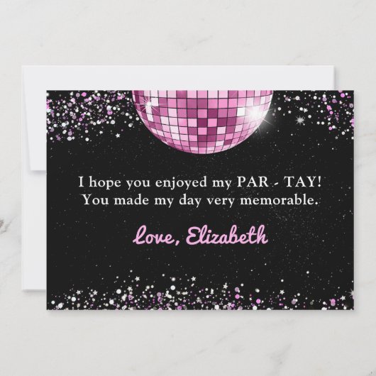 Rosa Diskothek Ball Eras Geburtstag Dankeskarte (Rückseite)