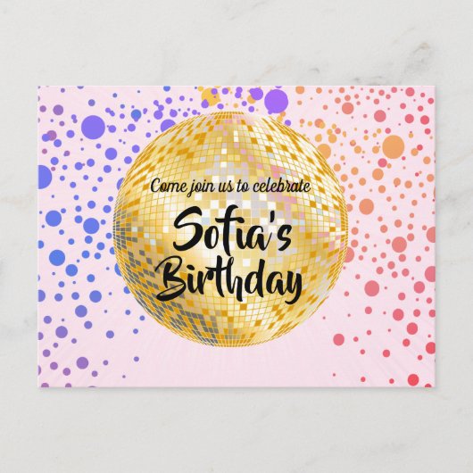 Rosa Diskothek Ball Postcard Einladung (Vorderseite)