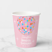 Rosa Diskothek Ball Retro 70er 80er Brautparty Pappbecher (Rückseite)