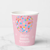 Rosa Diskothek Ball Retro 70er 80er Brautparty Pappbecher (Vorderseite)