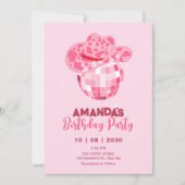 Rosa Diskothek Cowboy Einladung (Vorderseite)