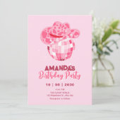 Rosa Diskothek Cowboy Einladung (Stehend Vorderseite)