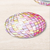 Rosa Diskothek Runder Pappuntersetzer (Angewinkelt)