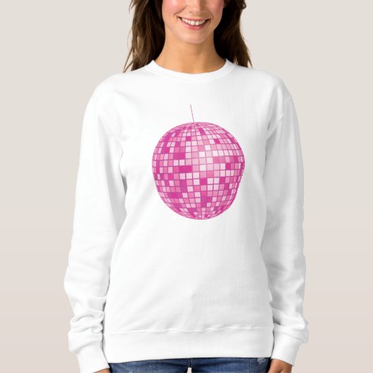 Rosa Diskothek, Spiegelball, Retro, 70er, 80er, Sweatshirt (Vorderseite)