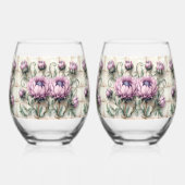 Rosa Distelblumen Fliese Weinglas Ohne Stiel (Rechts)