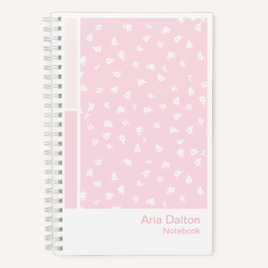 Rosa Ditsy Blumen Vertikales Paletten Notizbuch (Vorderseite)