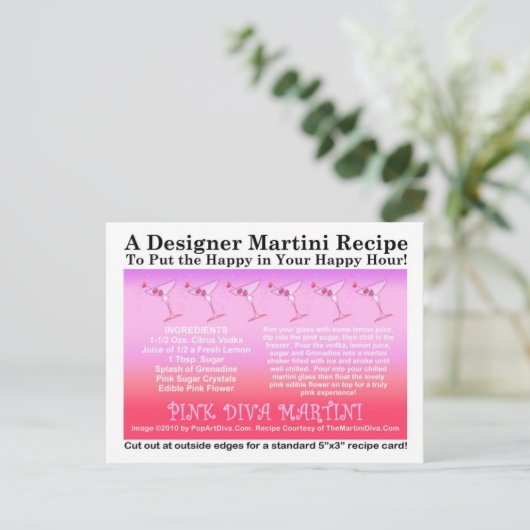Rosa Diva Martini Rezept Karte (Stehend Vorderseite)