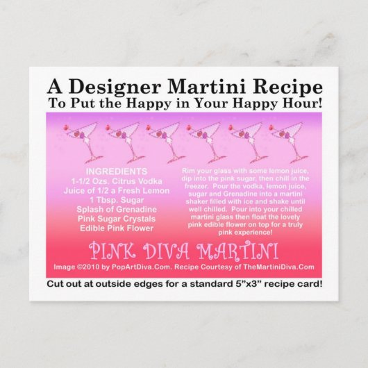 Rosa Diva Martini Rezept Karte (Vorderseite)