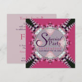 Rosa Diva Princess Special Party Einladung (Vorne/Hinten)