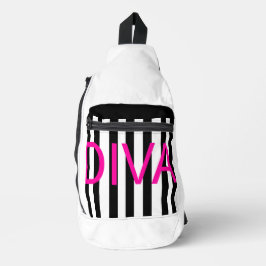 Rosa Diva schwarz-weiß Crossbody Bag