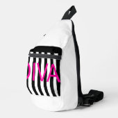 Rosa Diva schwarz-weiß Crossbody Bag (Rechte Ecke)