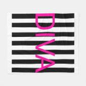 Rosa Diva Schwarz-Weiß Fleecedecke (Vorderseite (Horizontal))