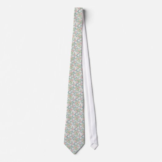 Rosa Dogros auf dunkelblauer Chic Unisex Necktie Krawatte (Vorderseite)