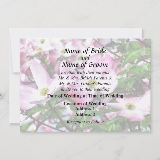 Rosa Dogwood-Blüten Hochzeitsprodukte Einladung (Vorderseite)