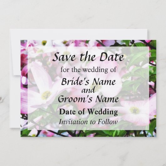 Rosa Dogwood-Blüten Save the Date (Vorderseite)