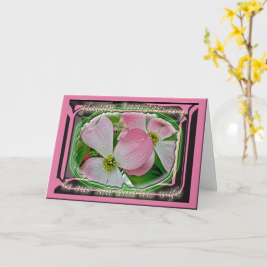 Rosa Dogwood Son & Ehefrau Jubiläumskarte Karte (Gelbe Blume)