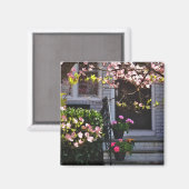 Rosa Dogwood und Pots of Geraniums Magnet (Vorderseite/Rückseite)