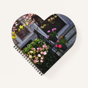 Rosa Dogwood und Pots of Geraniums Notizblock
