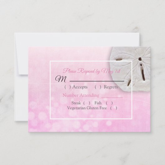 Rosa Dollar Oceanic Wedding RSVP Karte (Vorderseite)