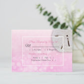 Rosa Dollar Oceanic Wedding RSVP Karte (Stehend Vorderseite)