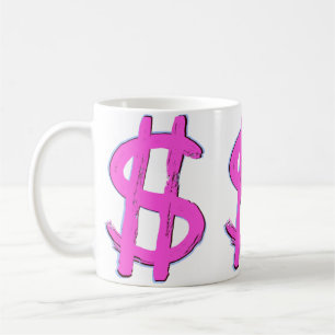 Rosa Dollarzeichen Kaffeetasse