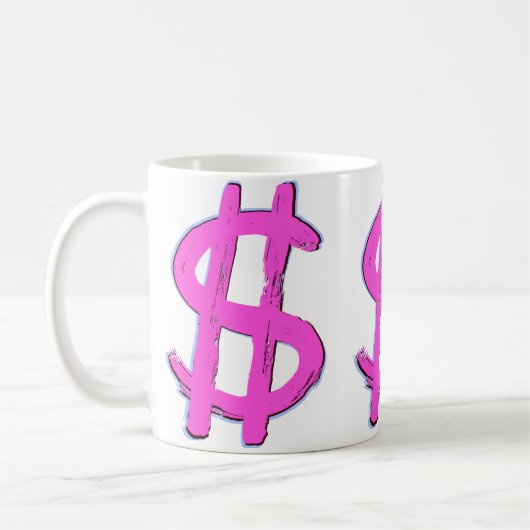 Rosa Dollarzeichen Kaffeetasse (Links)