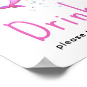 Rosa Dolphin-Babydusche - Getränke Poster (Ecke)