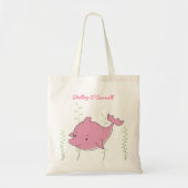 Rosa Dolphin Girls School Book Library Canvas Bag Tragetasche (Vorne)