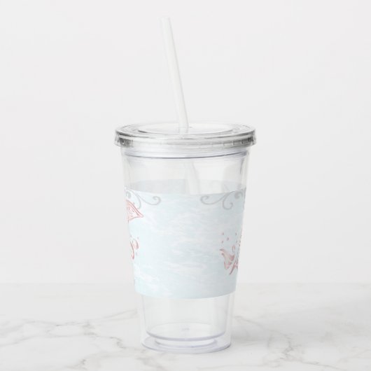 Rosa Dolphin Personalisiert Acrylic Tumbler Acryltrinkbecher (Links)