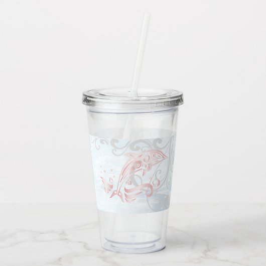 Rosa Dolphin Personalisiert Acrylic Tumbler Acryltrinkbecher (Rückseite)
