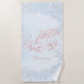Rosa Dolphin Personalisiert Beach Handtuch (Vorderseite)