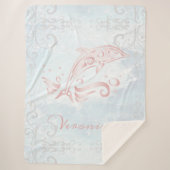 Rosa Dolphin Personalisiert Sherpa Blanket Sherpadecke (Vorderseite)