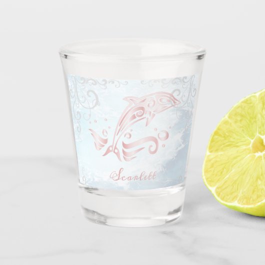 Rosa Dolphin Personalisiert-Shotglas Schnapsglas (Vorderseite)