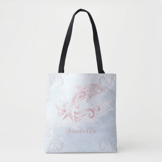 Rosa Dolphin Personalisiert Tote Bag Tasche (Vorderseite)