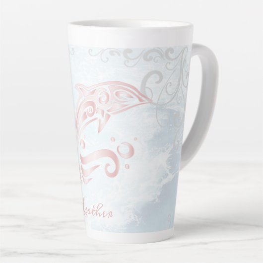 Rosa Dolphin Personalisierte Latte Tasse (Rechte Ecke)