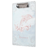 Rosa Dolphin Personalisierte Zwischenablage Klemmbrett (Links)