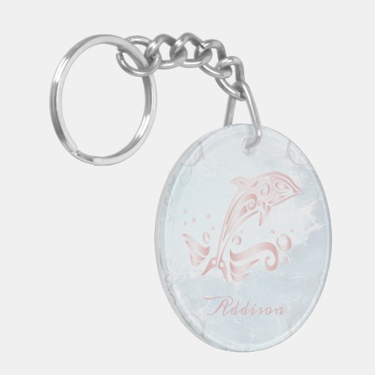 Rosa Dolphin Personalisierter Schlüsselanhänger (Vorderseite links)