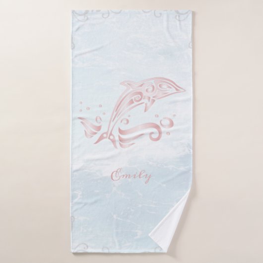 Rosa Dolphin Personalisiertes Badetuch Set (Badehandtuch)
