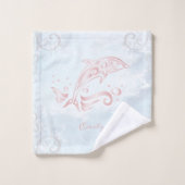 Rosa Dolphin Personalisiertes Badetuch Set (Waschlappen)