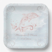 Rosa Dolphin Polterabend Papierplatte Pappteller (Vorderseite)
