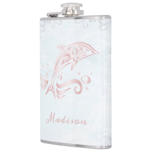 Rosa Dolphin Vinyl Wrapped Flask Flachmann (Links)
