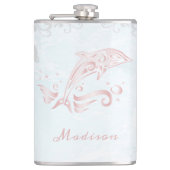 Rosa Dolphin Vinyl Wrapped Flask Flachmann (Vorderseite)