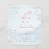 Rosa Dolphin Wedding RSVP Card (Vorne/Hinten)