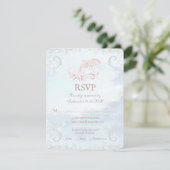 Rosa Dolphin Wedding RSVP Card Karte (Stehend Vorderseite)