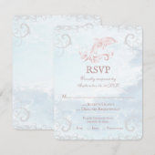 Rosa Dolphin Wedding RSVP Card Karte (Vorne/Hinten)