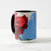 Rosa Don Juan mit einer blauen Himmelsblume-Tasse Tasse (Vorderseite Links)