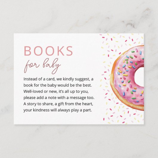 Rosa Donut-Bücher für Baby Begleitkarte (Vorderseite)