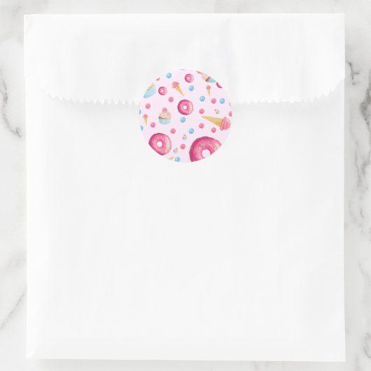 Rosa Donut Collage Runder Aufkleber (Tasche)