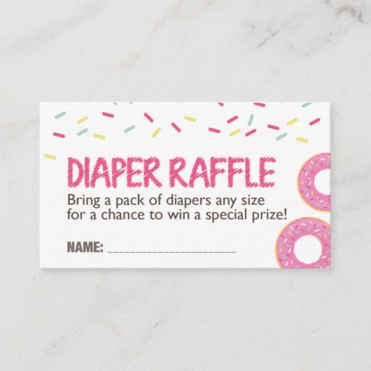 Rosa Donut Diaper Raffel Ticket Begleitkarte (Vorderseite)