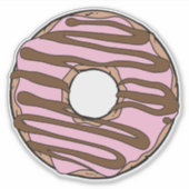 Rosa Donut, Doughnut, Schokolade, Icing, Zuckergus Aufkleber (Vorderseite)